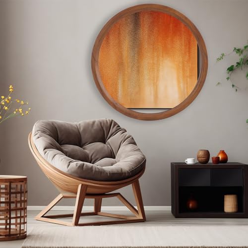 MAGFLERUM 24 Inch Round Wood Circle Mirror - Boho Style Wall Decor for Bedroom, Living Room, Hallway (Brown) - color: Brown2, size: 24"L x 24"W