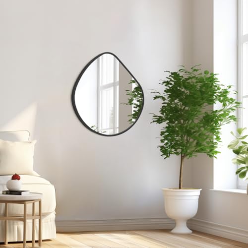 Irregular Wall Mirror Asymmetrical Mirrors, 19''x20'' Black Metal Framed Mirror for Bathroom Bedroom Living Room Entryway, Decorative Modern Wall Decor, Wall Mouted - color: Black-irregular 1(20"x19")