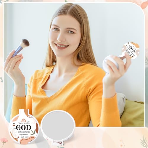 Y1tvei Bible Verse Folding Mirrors - 36Pcs Boho Christian Gifts Bulk Bible Verse Folding Compact Mirrors Inspirational Small Portable Round Pocket Makeup Mirror for Purse Church Party Favors for Women - color: Brown-boho