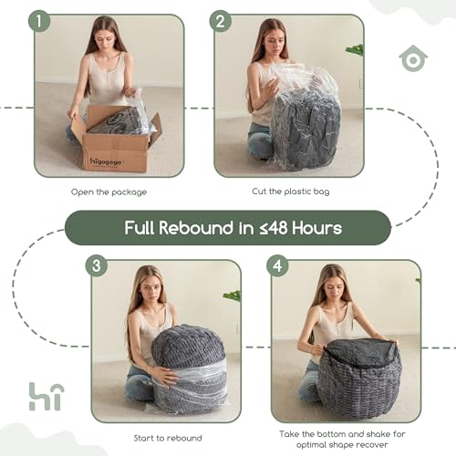 HIGOGOGO Pouf Ottoman Stuffed Round Modern Foam Filled Foot Rest Poufs for Living Room Chair Decorative 20 X 15 Inches Boho Relax Stool for Wedding Christmas Party, Dark Grey - color: Dark Grey, size: 20"D x 20"W x 15"H