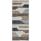 ReaLife Rugs Machine Washable Area Rug Runner - Living Room Bedroom Bathroom Kitchen Entryway Office - Non-Slip Baking Low Pile Stain Resistant Premium - Modern Geometric - Theo - Beige 2'6" x 6' - color: Theo - Beige, size: 2'6" x 6' (Rectangular)