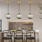 Modern Smoke Grey Glass Pendant Light, Kitchen Island Lighting 3-Pack Globe Pendant Light Fixtures Century Kitchen Island Pendant Lighting for Bedroom Living Dining Room Light Fixture (Without Bulb) - color: BW-Smoky Gray-1 Light-3PC