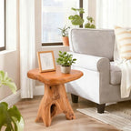 Small Side Table, Freeform Live Edge Wood Stool, Unique Design Natural Plant Stand for Patio, Garden, Yard, Living Room, Bedroom - size: 14"D x 13"W x 14.5"H