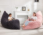 Hobestluk 3 in 1 Bean Bag Chair Giant Bean Bag Chairs for Adults with Ripple Cover Convertible Bean Bag Floor Cushion with Machine Washable Cover for Living Room (Ripple Pink) - color: Soft Pink