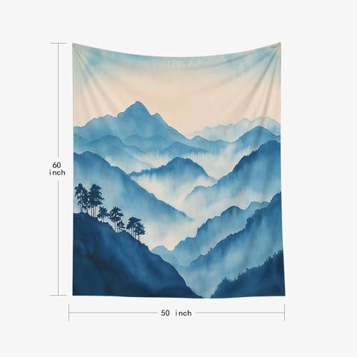 EMMTEEY Mountain Tapestry Cloudy Mountains 50X60 Inch Vertical Tapestry Wall Art Hanging Tapetries for Bedroom Living Room Dorm Décor - color: Cloudy Mountains, size: 50"L x 60"W