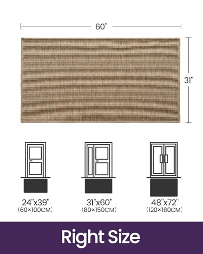 DEXI Dirt Trapper Door Mat, 31x60 Washable Doormat, Dirt Resistant and Absorbent, Easy Clean Low-Profile Floor Rugs for Entryway, Front Door, and Inside Entrance, Beige - color: Beige, size: 2'7" X 5' (Rectangular)