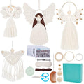 ORIGACH 4 Set DIY Mixed Angel Macrame Kit, 4 Styles Boho Macrame Angel Kit Wall Hanging Christmas Ornament with Instruction Tutorial for Adults Beginners