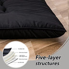 MAXYOYO Cot Japanese Floor Futon Mattress, Single Size Tatami Mat Sleeping Pad Foldable Roll Up Boys Girls Narrow Mattress - color: Black, size: Cot
