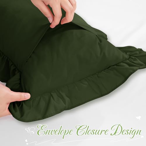 Olive Green Ruffle Body Pillow Cover 20x54 Inch, Ruffled Long Pillowcase for Couch Sofa Bed, Decorative Farmhouse Body Pillow Shams, Pack of 1 - color: Olive Green, size: 54" x 20" (Pack of 1)