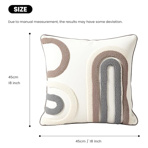 18in x 18in Geometric Tufted Pillow Cover, Neutral Gradient Stripe Cushion Case, Modern Textured Throw Pillow Sham for Sofa Bedroom Living Room, Boho Farmhouse Home Decor - color: Pastoral Style 4, size: 18" x 18" (Pack of 1)