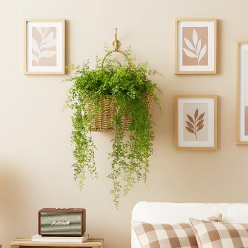 Hanging Wall Basket Handwoven Wicker Basket for Plants, Flowers & Storage, Rustic Farmhouse Wall Decor Organizer, Natural Seagrass - color: Natural-sea Grass