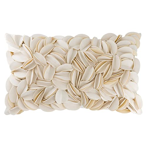 KINGROSE Handmade 3D Flower Home Decorative Throw Pillow Case Rectangular Cushion Cover 12 x 20 Inches for Bed Living Room Sofa Chair Solid Suede Beige - color: Beige - Solid Suede