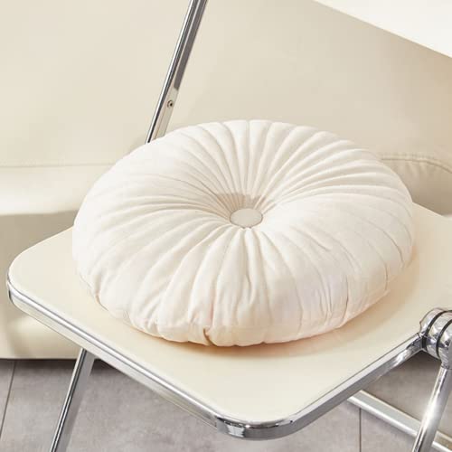 NatureMan Round Throw Pillow, Velvet Decoration Small Throw Pillow, Pumpkin Throw Pillow Cushion Suitable for Living Room Sofa Bed Floor 13.7 inches (Cream) - color: Cream