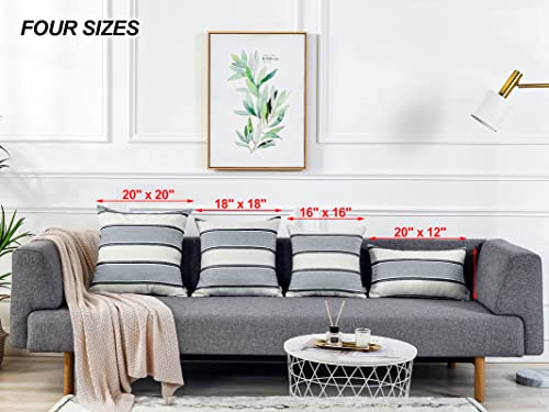 AmHoo Pack of 2 Farmhouse Linen Throw Pillow Cover Cushion Stripe Decoration Buffalo Retro Pillowcase with Hidden Zipper for Sofa Bedroom Car 18 x 18 Inch Light Grey Gray - color: Light Grey, size: 18" x 18" (Pack of 2)