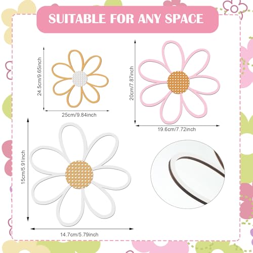 Thyle 6 Pcs Daisy Wall Decor Wooden Daisy Wall Sculptures Art Flowers Signs Hanging Plaque for Home Nursery Bedroom Farmhouse Bathroom Decorations Housewarming Gifts(Multicolor) - color: Multicolor