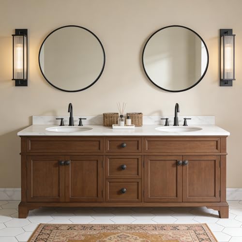 WallBeyond Black Round Wood Mirror 24 inch Circle Wall Mirror for Bathroom Round Wall Mirror for Wall Decor, Vanity, Entryway Living Room - color: Black, size: 24"L x 24"W