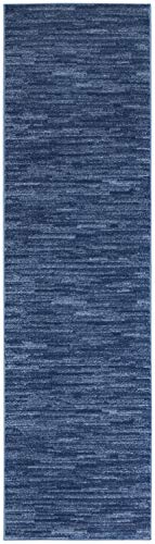 Nourison Home Nourison Essentials Navy Blue 2'2" x 7'6" Area Rug - Easy Clean, Non Shedding, Bed Room, Living Room, Dining Room, Kitchen (8' Runner) - color: Navy Blue, size: 2'2" x 7'6" (Runner)