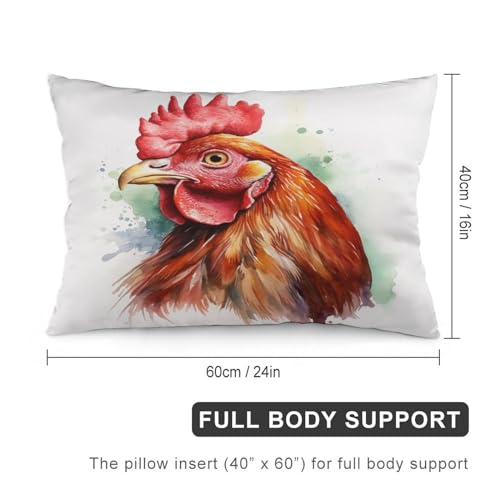 Watercolor Chicken Pillows Cover 16 "x24 Farm Chicken Rooster Rectangle Pillow Covers Double-Sided Printing Design with Invisible Zipper Decorative Pillows for Sofa Bedroom Home Decorative - color: Pattern-3, size: 24" x 16" (Pack of 1)