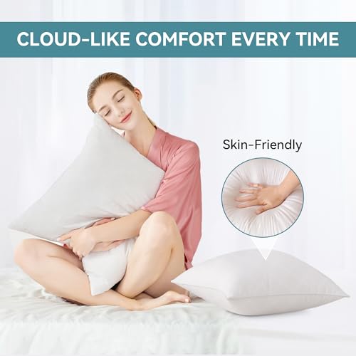 Oubonun 16 x 16 Throw Pillow Inserts Set of 2, Firm and Fluffy Decorative Pillows Inserts, Square Interior White Cushion for Couch Bed Sofa - size: 16×16 inch