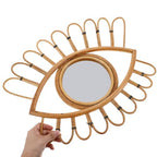 TOYANDONA Rattan Wall Mirror Decorative Woven Vanity Mirror 48x39cm Handwoven Boho Style for Bedroom Entryway Home Décor