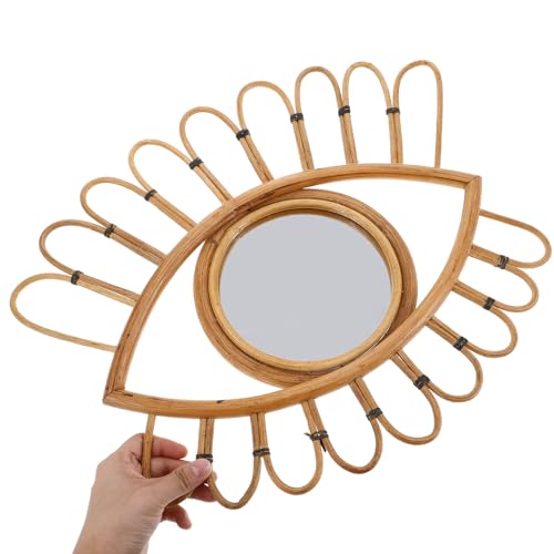 TOYANDONA Rattan Wall Mirror Decorative Woven Vanity Mirror 48x39cm Handwoven Boho Style for Bedroom Entryway Home Décor