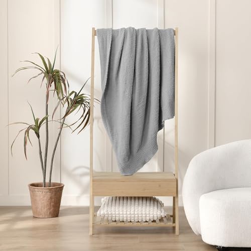 JOOJA Grey Throw Blanket for Bed, Super Soft Knit Blankets, Cozy Fleece Fuzzy Fluffy Plush Chenille Throws Blanket for Couch, Sofa, Light Gray, 60 x 80 inches - color: Grey, size: 60x80