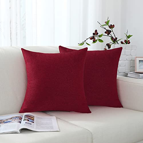 Jeneoo Decorative Burgundy Red Throw Pillow Covers Rustic Farmhouse Rectangular Linen Burlap Soft Comfy Solid Cushion Couch Cases for Sofa Living Room (Set of 2, 12 x 20 Inches) - color: Burgundy Red, size: 20" x 12" (Pack of 2)
