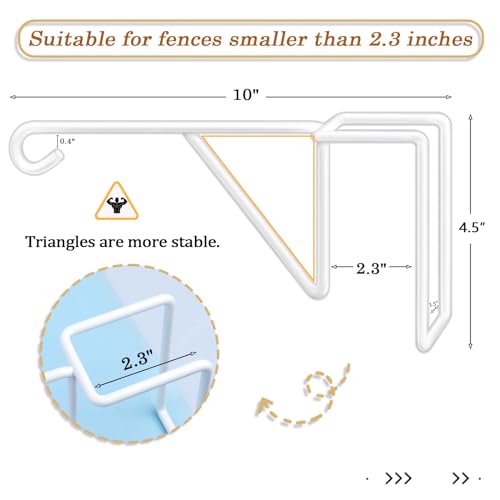 6 Pack Vinyl Fence Hooks, Heavy Duty Durable White Fence Plant Hangers for Outdoor, Over The Fence Hooks, Patio Hooks for Hanging Plants, Flower Baskets, Bird feeders, Lights, Pool Equipment - color: White