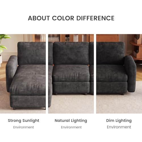 Guyii 9 Seater Modular Sectional Sofa with Storage Ottoman, U Shaped Oversized Sofa Couch, Fabric Upholstery Couch Thick Cushion Recliner Sofa for Living Room Dark Gray - color: Dark Gray, size: 9 seater(with 4 ottomans)