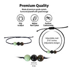 BOHO GARDEN Healing Bead Bracelets - Spiritual Crystal Beaded Bracelet - Made of 3 Real & Natural Gemstones, Adjustable 3-9.7” Black Rope - Gem Stones Jewelry for Men, Women, Teens (13+) - 8mm Bead - color: SelfConfidence