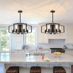 WJShome Black Chandelier, 4-Light Farmhouse Dining Room Light Fixture/Chandelier Over Table, Geometric Pendant Lights Kitchen Island, for Entryway, Foyer, Hallway - color: Black