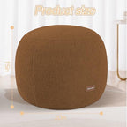 MeMoreCool Stuffed Round Pouf Ottoman Foot Rest, Floor Pouf Foot Stool with Soft Foam Chunk Filling, Small Round Ottoman Footstool Circle Footrest for Living Room, Light Coffee - color: Teddy Light Coffee