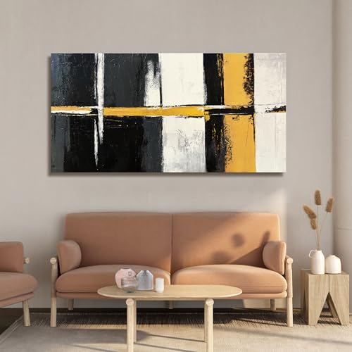 Canvas Wall Art Decor Wall Art Pictures for Living Room Abstract Art Work Black and White Wall Art Decor Modern Black Yellow Abstract Wall Art Prints For Bedroom Office Kitchen Home Wall Decor 20"x40" - color: XY-F, size: 40"L x 20"W