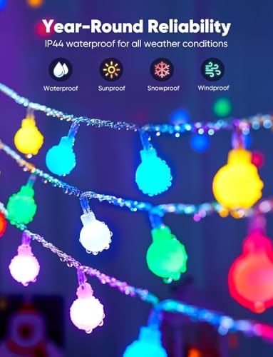 Minetom Color Changing Globe String Lights, 33 Feet 100 Led Fairy Lights Plug in with Timer Remote, Christmas Lights for Camping Dorm Party Wedding Indoor Outdoor Decoration (16Color + Multicolor) - color: RGB (Red, Green, Blue), size: 100LED
