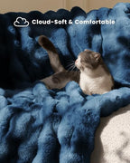 Ultra Soft Cozy Faux Fur Throw Blanket, Fuzzy Plush Thick Bubble Blanket, Oversize Luxury Fluffy Blanket for Couch, Sofa, Bedroom, and Living Room,50x60 Inches,Blue - color: Blue, size: Throw