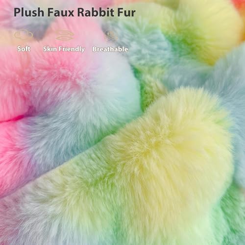 LIFEREVO Fluffy Faux Rabbit Fur Body Pillow Cover, Cozy Tie Dye Bubble Shaggy Plush Bed Body Pillowcase with Zipper Closure, Long 20"x54" Fuzzy Furry Pillow Case for Bedroom Home Decoration, Rainbow - color: Rainbow