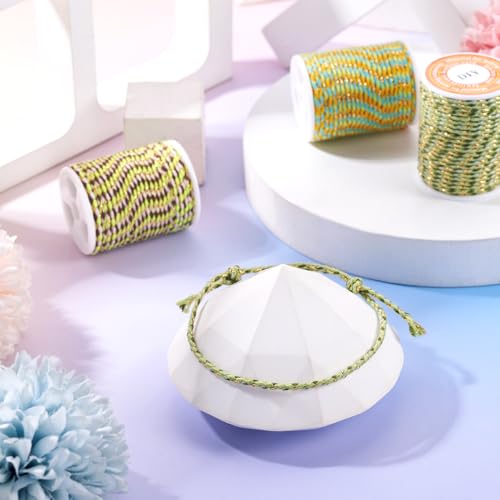 25.8 Yards 1.5mm Metallic Braided Thread 4-Ply Macrame Polycotton Cord Jewelry Beading Cord for Friendship Bracelet DIY Craft String Knitting Macrame Rope Wall Hangers Decoration - color: Mixed Color 4, size: 1.5mm