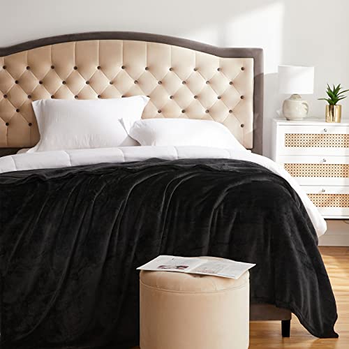 KMUSET Super Soft Throw Blanket Premium Silky Flannel Fleece Twin Size Black Microfiber Lightweight Blanket All Season Use,60X80 inches - color: Black, size: Twin(60"x80")