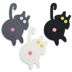 Cat Coasters, 3PCS Cat Gift for Cat Lovers, Gift for Her, Funny Gifts, Coasters for Drinks (White, Black, Grey) - color: Cat Coasters a