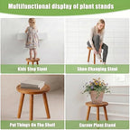 Wood Plant Stands Indoor, Teak Plant Stand Modern Plant Table for Large Plants, Wooden Plant Stool, Tall Plant Holder Small Round Side for Living Room, Balcony, Office (1 Pack) - color: Teak