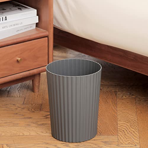 JiatuA Small Trash Can Plastic Wastebasket Round Garbage Container Bin for Bathroom, Kitchen, Bedroom, Home Office, College Dorm, Dark Grey - color: Dark Grey, size: 1.8 Gallons