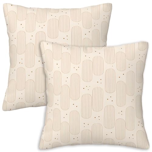 Arch Throw Pillow Covers 18x18 Set of 2 | Beige Cream Decorative Cushion Covers | Neutral Farmhouse Pillow Cases for Couch Sofa Bed Living Room - color: Arch Dots