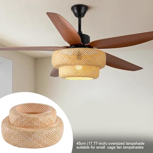 17.7" Bamboo Lamp Shade,Hand-Woven Bamboo Rattan Hanging Lamp Shade,for Dining Living Bedroom Kitchen Farmhouse 1-Pack - color: Bamboo 17.7 in 1-Pack