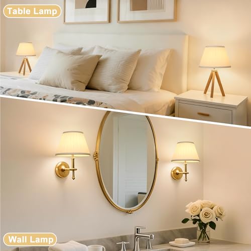 Small Pleated Lamp Shades Set of 2, White Empire Lamp Shades, 5.5" Top x 10" Bottom x 6.6" High, Small Lamp Shades for Table Lamps, Bedside Lamps, Wall Sconces, Spider, Bulb Clip Adapters Included - color: Pleated White