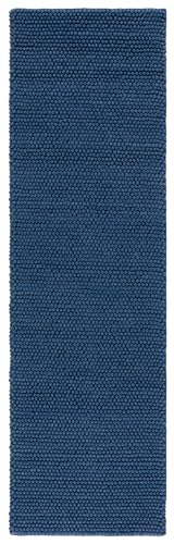 SAFAVIEH Natura Collection Runner Rug - 2'3" x 8', Navy & Blue, Handmade Wool Blend, Textured Design, Ideal for Hallway, Bedroom, Foyer (NAT620M) - color: Navy/Blue, size: 2'3" x 8' (Runner)