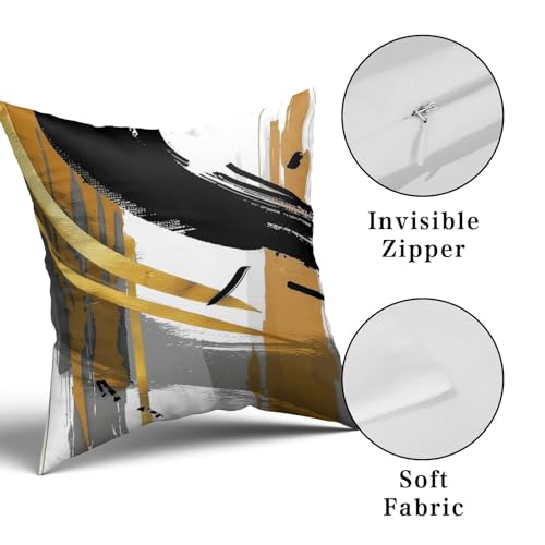 Black and Gold Throw Pillows for Couch Abstract Pillow Covers 16x16 Modern Striped Cushion Covers Black White and Gold Living Room Decor Sofa Bed Decorative Pillows Cases Set of 4 - color: Blackgold, size: 16" x 16" (Pack of 4)