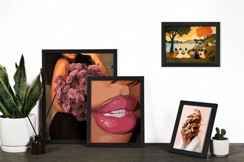 ANERZA 16 PCS Framed Black Girl Wall Art Decor, African American Wall Prints for Bedroom, Black Woman Gallery Wall Frame Set, Black People Posters for Living Room Aesthetic, Collage Kit, Dorm Artwork - color: Coffee, size: 12"x15" Framed