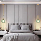 Green Glass Pendant Light Set of 2 Modern Globe Pendant Lighting Nordic Ribbed Gold Ceiling Hanging Chandelier with Brushed Brass Adjustable Rods Dining Room Kitchen Island Light Fixture - color: Gold-Green 2 Pack