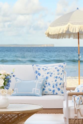 Hofdeco Premium Coastal Patio Indoor Outdoor Throw Pillow Cover Only, 20"x20" Water Repellent for Backyard, Couch, Baby Blue Leopard with Piping - color: Baby Blue Leopard 20”x20”, size: 20" x 20" (Pack of 1)