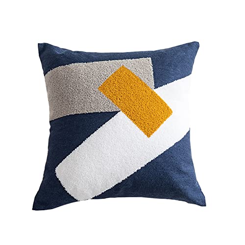 Boho Abstract Tufted Throw Pillow Cover Geometric Embroidered Decorative Pillowcase Farmhouse Cotton Square Accent Cushion Cover for Sofa Couch Bedroom (Type G,18"x18") - color: Type G, size: 18" x 18" (Pack of 1)
